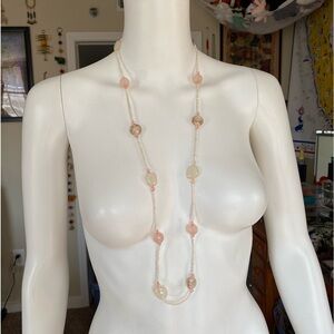 pink and white necklace